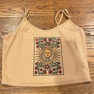 Shein Girl XL ribbed sun & moon tank